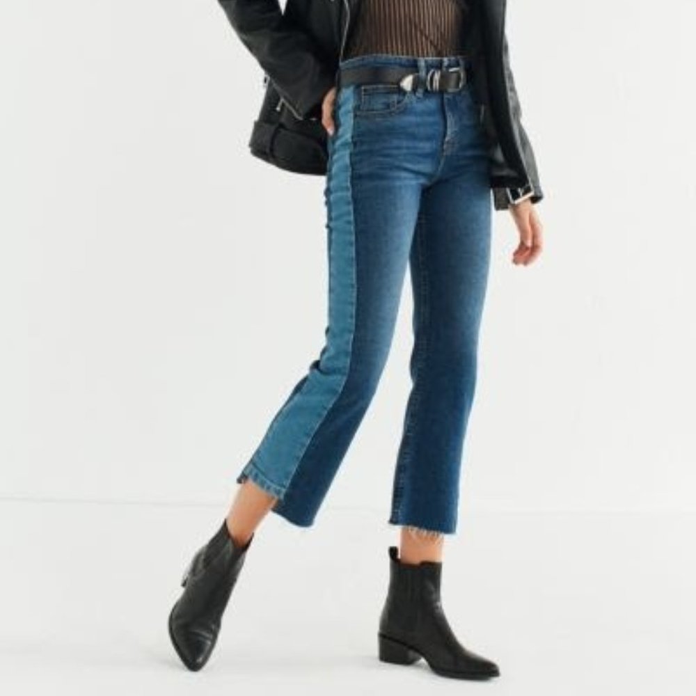 BDG Kick Flare High-Rise Cropped Jean –Patched Stripe - Size 34 NWOT